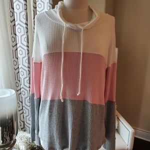 Multi color LS top with hoodie